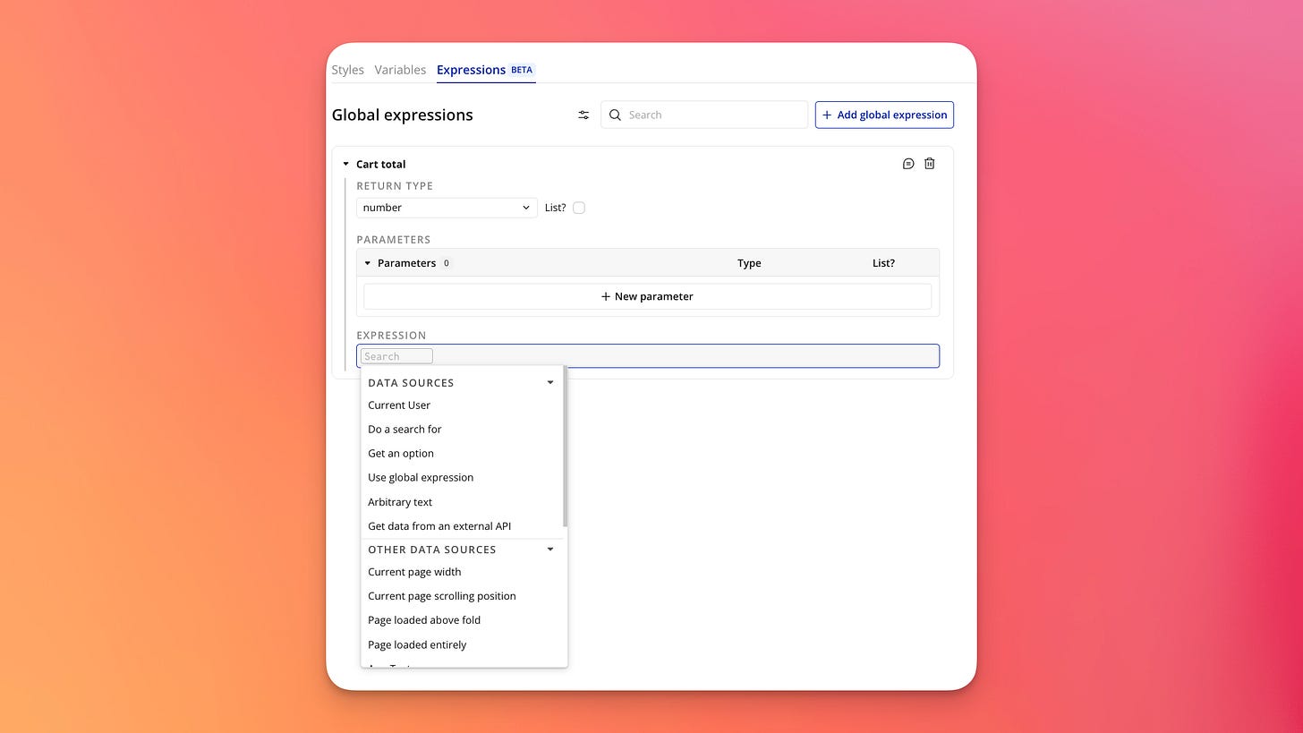 Global expression editor