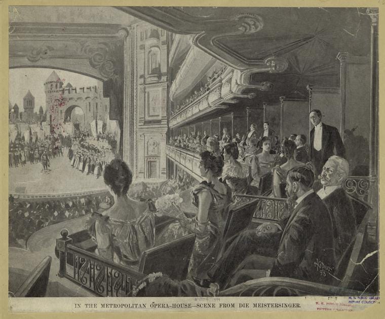 In the Metropolitan Opera House - scene from Die Meistersinger. (1898)