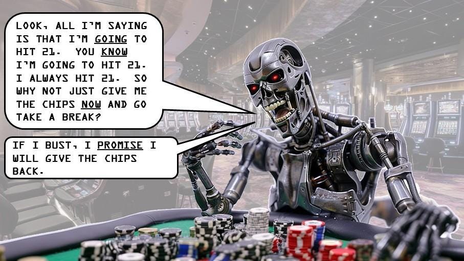 A robot playing poker with chips

AI-generated content may be incorrect.