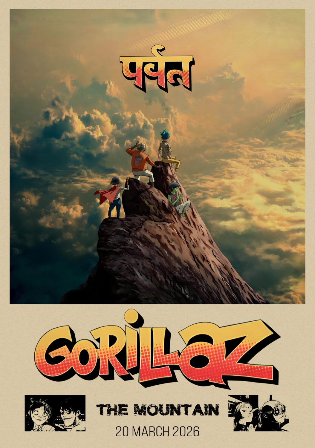 Le poster du nouvel album de Gorillaz : The Mountain