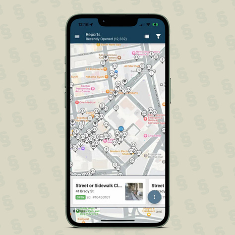 Three screenshots of San Francisco's 3-1-1 iOS Mobile App