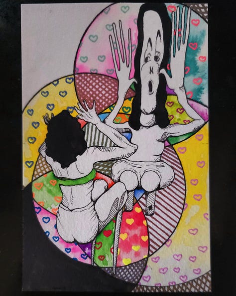 "Dare to see yourself." mixed media art by Erica Franz.