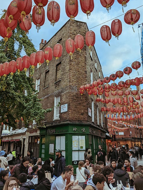 Three images depicting Chinatown London, UK.