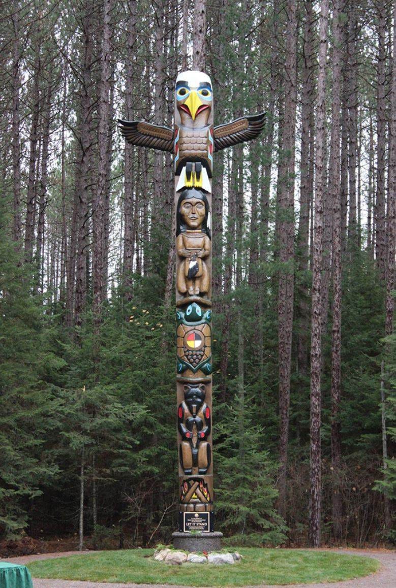 A totem pole in the woods

AI-generated content may be incorrect.