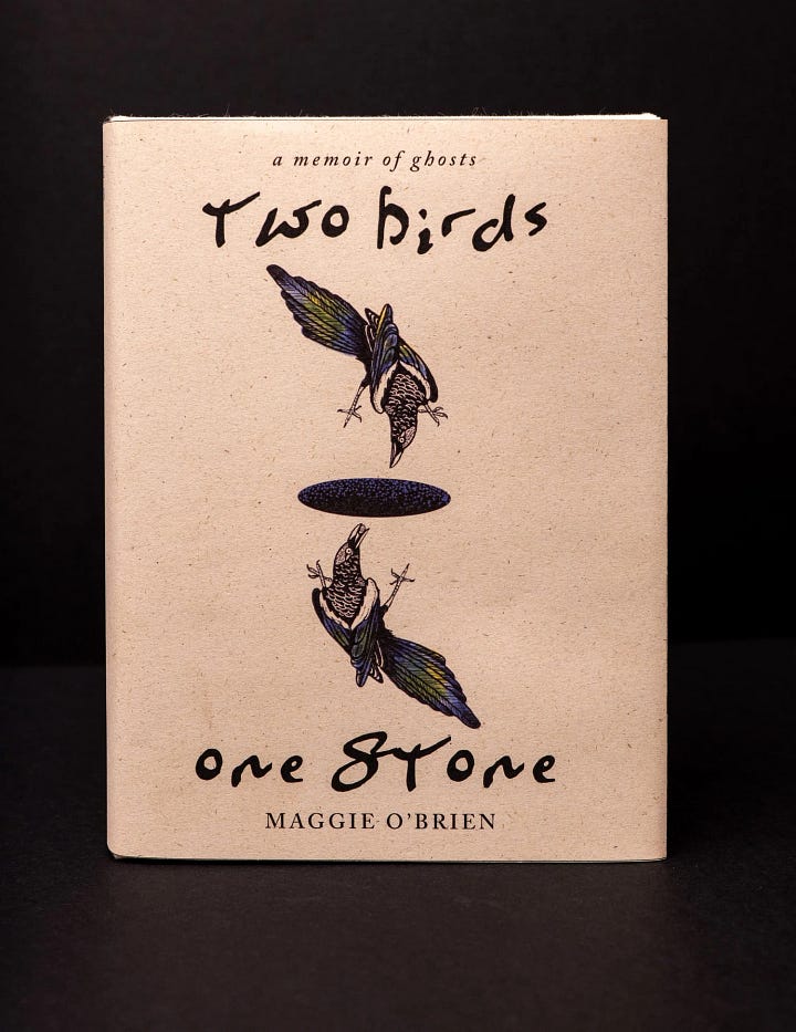 Photo One: a yellow vase with 3D flowers attached.  Photo two: the cover of a zine titled: Two Birds One Stone.