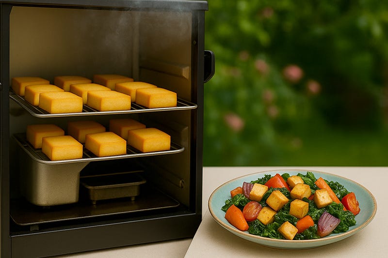 Tofu afumat cu flori de lavandă