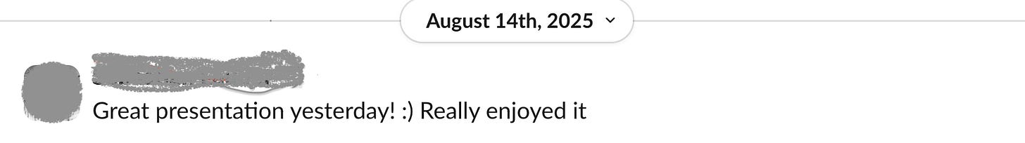 Feedback from a manager who attended my live AI Dev Use Cases Live interactive session
