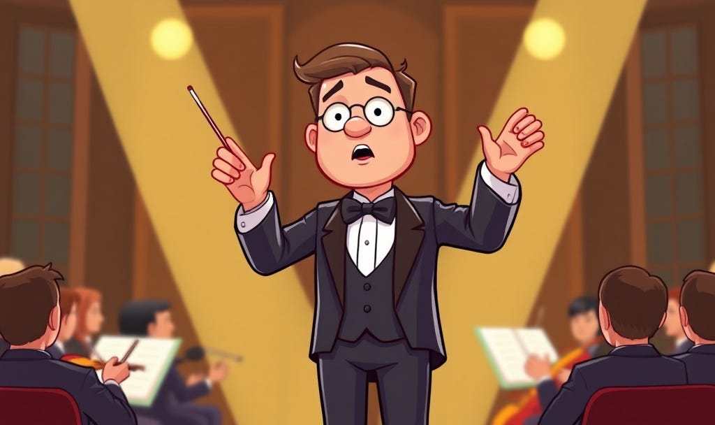 Cartoon image of a conductor Cartoon image of a conductor