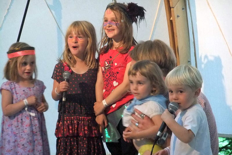 Small children on stage
