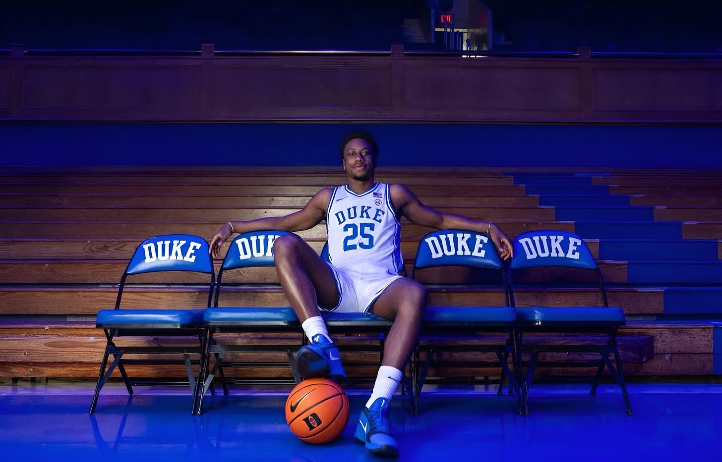 Former Wisconsin Badgers guard John Blackwell poses during an official visit to Duke. 