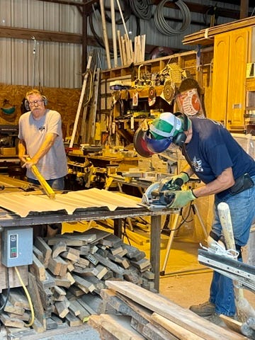 My photos of the guys in the shop cutting sheet metal.