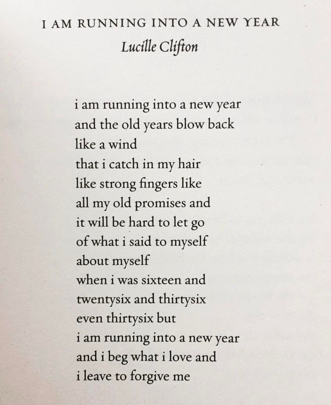 r/XXRunning - [poem] I am running into a new year by Lucille Clifton
