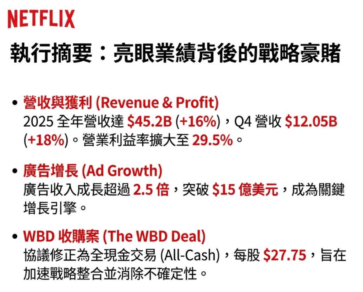 Netflix #NFLX Q4 2025 財報解析- 大叔美股筆記Uncle Stock Notes