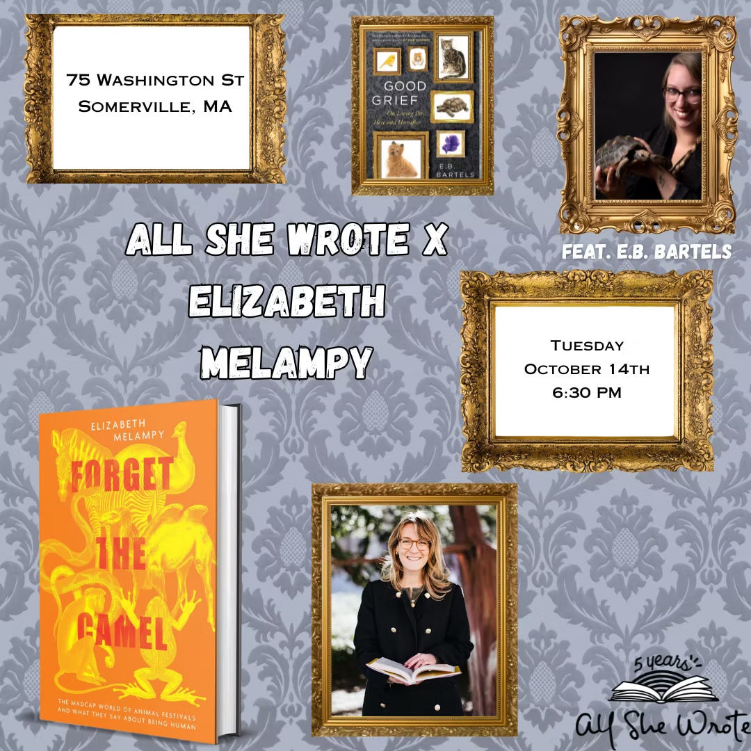Graphic for Elizabeth Melampy event at All She Wrote Books on 10/14/25. Graphic for Elizabeth Melampy event at All She Wrote Books on 10/14/25.