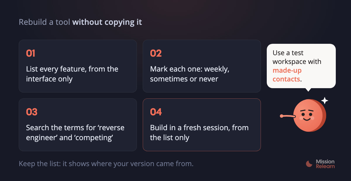Rebuild a tool without copying it
