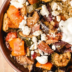 Greek Roasted Veggie Orzo Bowls