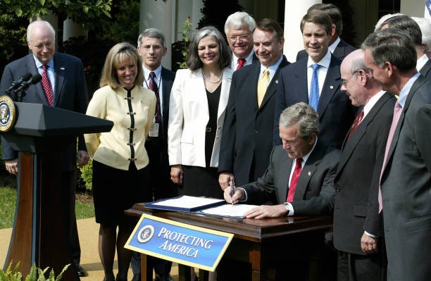 President George W. Bush signs Project BioShield Act of 2004, in a White House Rose Garden ceremony with lawmakers 21 July in Washington, DC. The... President George W. Bush signs Project BioShield Act of 2004, in a White House Rose Garden ceremony with lawmakers 21 July in Washington, DC. The...