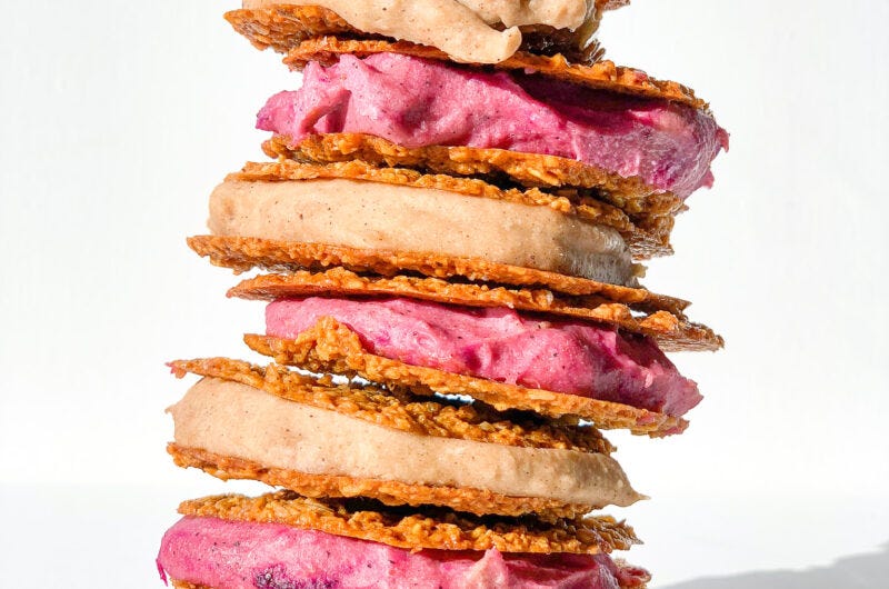 Eggnog Ice Cream + Gingersnap Florentine Cookies (v,gf) Eggnog Ice Cream + Gingersnap Florentine Cookies (v,gf)