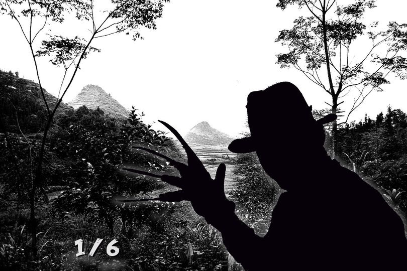 May be a black-and-white image of outdoors and text
