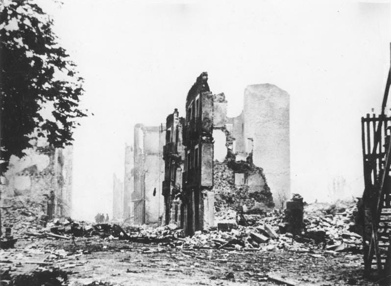 Ruins of the town of Guernica after the April 1937 bombing