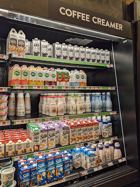 a collage of vegan grocery items