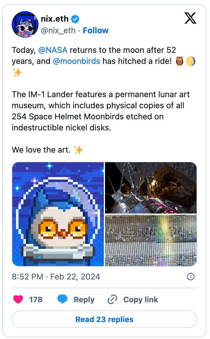 moonbirds PFP NFT lands on the moon