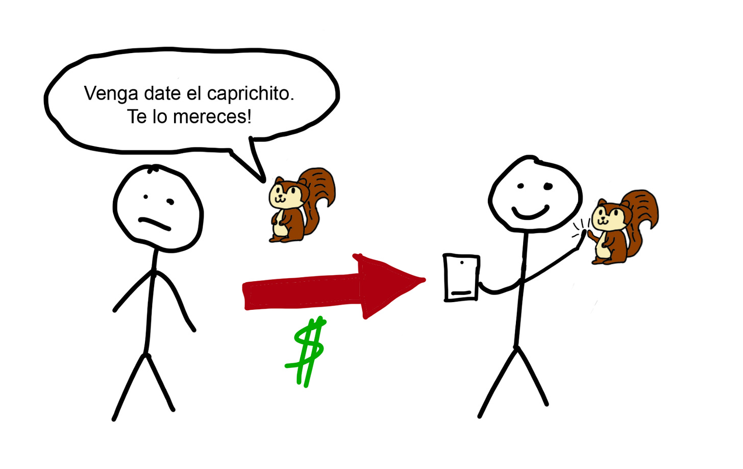 consumismo ardilla contenta