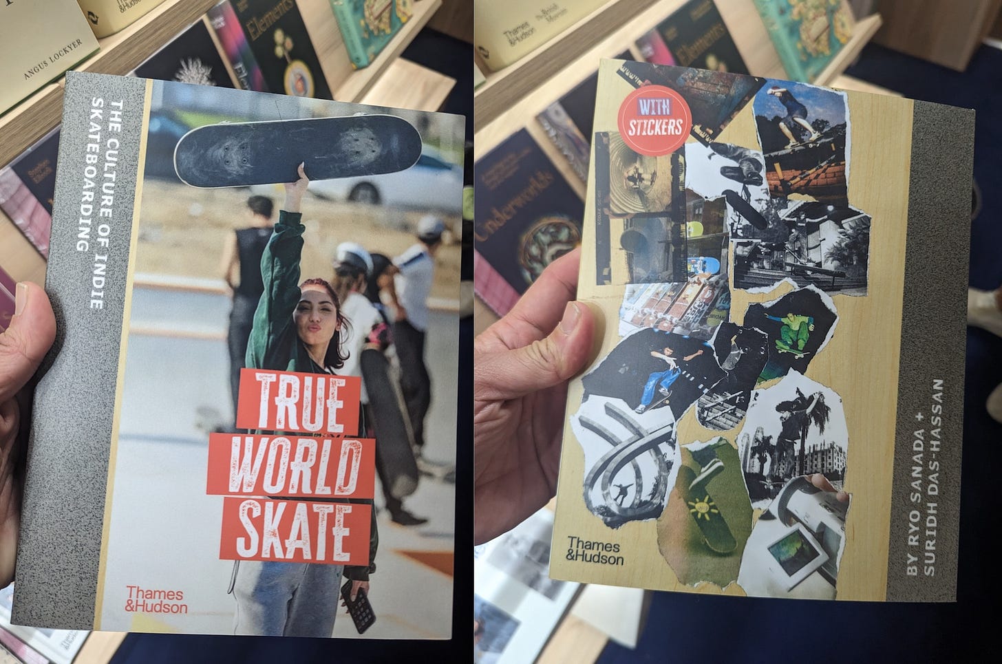 Photo showing early dummy covers of True World Skate, our upcoming Thames & Hudson title on indie skateboarding culture.