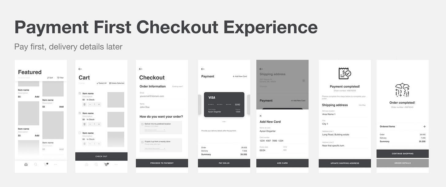 Payment-first checkout experience — a UX exploration