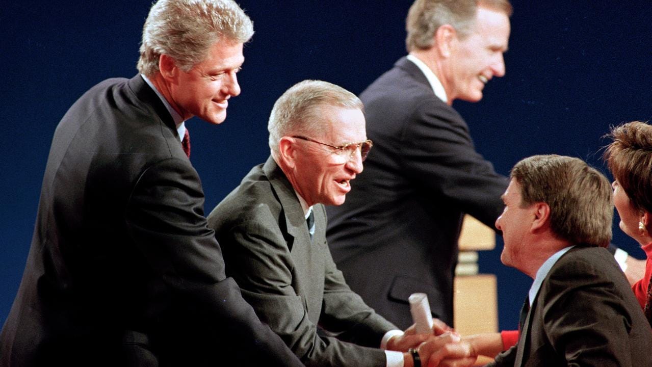 Watch the walk-up to 1992 presidential debate when Ross Perot took on  Clinton and Bush