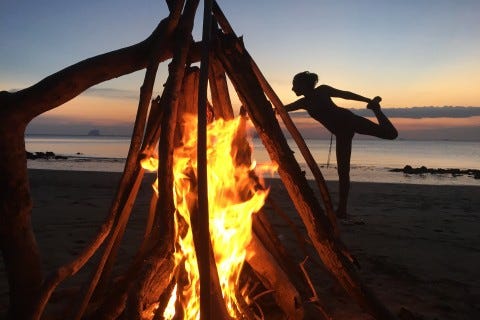 Light a fire, do some yoga. Photo: Stuart McDonald Light a fire, do some yoga. Photo: Stuart McDonald