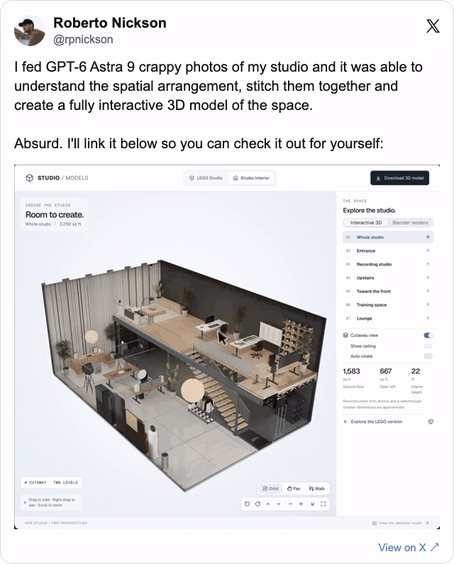 Original X post with studio demo.