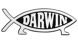 Darwin Fish Silver Car Plaque Emblem of Darwin Fish