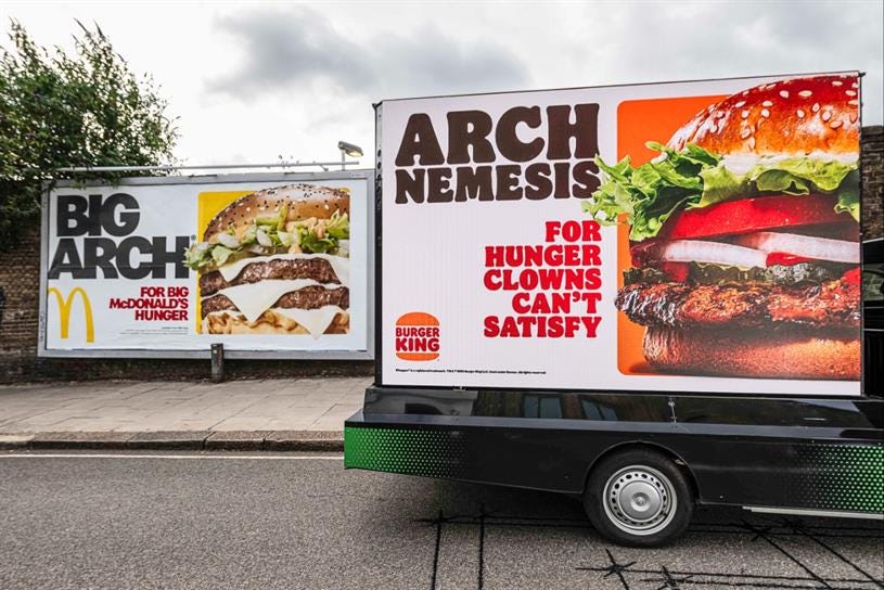 Burger King takes on its 'arch nemesis' with reactive OOH campaign