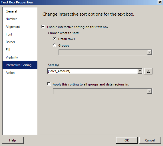 Interactive Sorting Text Properties Detail rows reporting Interactive Sorting Text Properties Detail rows reporting