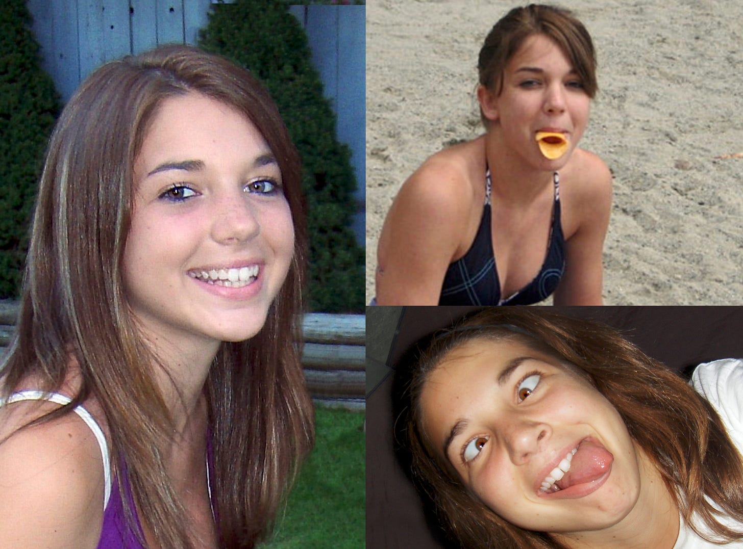 Picture is a collage of my sister, Shannon, smiling for the camera Picture is a collage of my sister, Shannon, smiling for the camera