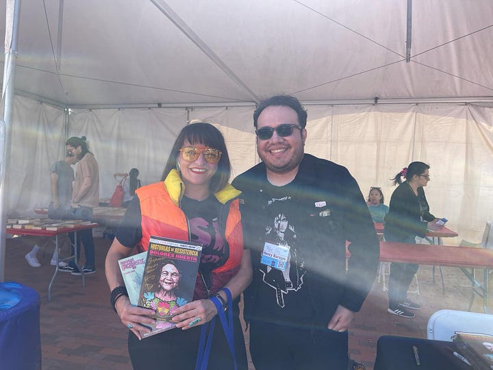Henry Barajas at the Tucson Festival of Books "Tucsones Voces" panel at the Nuertras Raices stage on the U of A Mall.