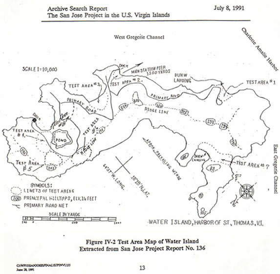 Chemical Test Area Map of Water Island