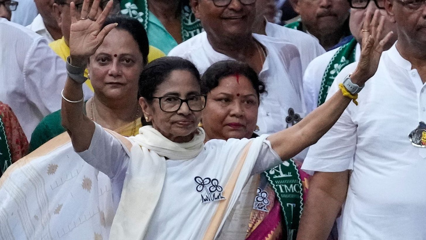 Mamata Banerjee during a poll rally on Thursday (AP Photo)