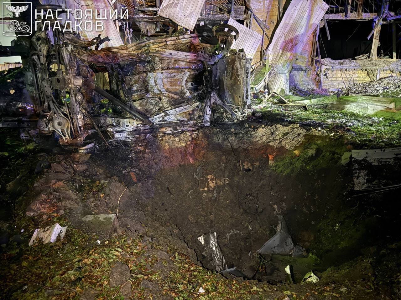 The crater after the strike on the night of September 22-23 on the Frese plant in Belgorod. Photo from open sources.