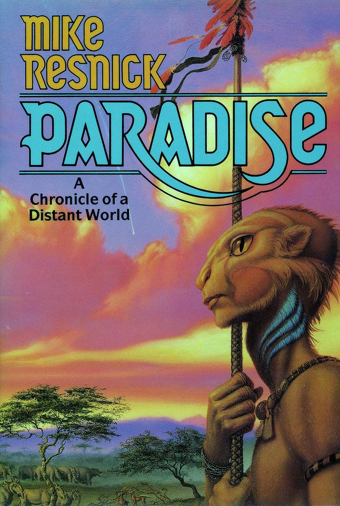 Book cover for PARADISE by Mike Resnick, published by TOR Books