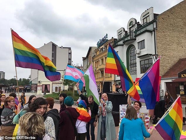 A photo of posted on pro-LGBT Serbian Grupa Izadji's website. The group has already recieved $1.5 million from the U.S. to enhance LGBT employment opportunities