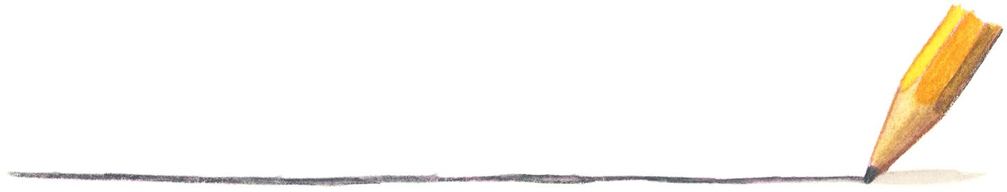 illustration by Jennifer M Potter of a pencil drawing a line