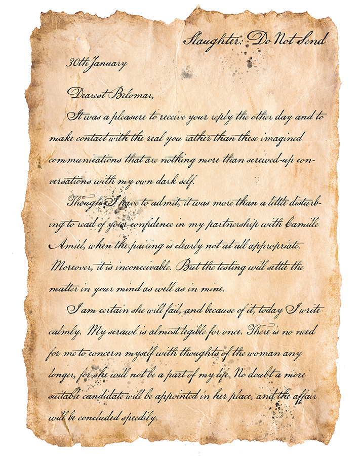 A page of Lucas's letter writing, scrawly text with black ink smudges, on parchment. A page of Lucas's letter writing, scrawly text with black ink smudges, on parchment.