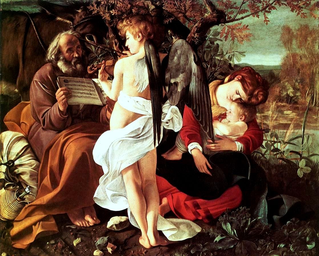 Caravaggio, Rest on the Flight into Egypt, about 1597 Caravaggio, Rest on the Flight into Egypt, about 1597