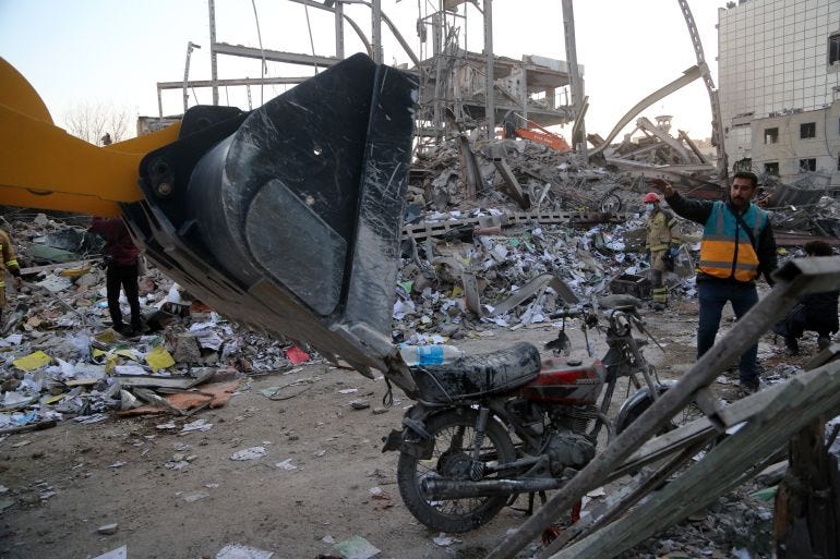 Heavily damaged structures in Tehran following US-Israeli attacks Heavily damaged structures in Tehran following US-Israeli attacks