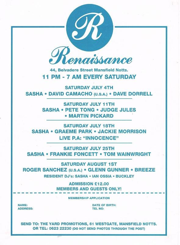Renaissance 1992 July - House/Club Flyers