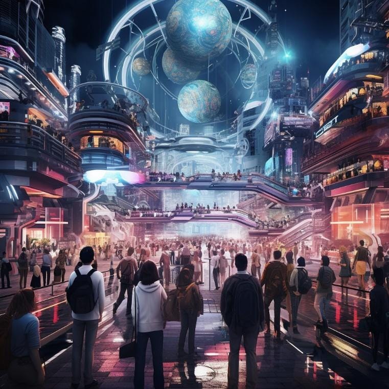 A group of people in a city

Description automatically generated