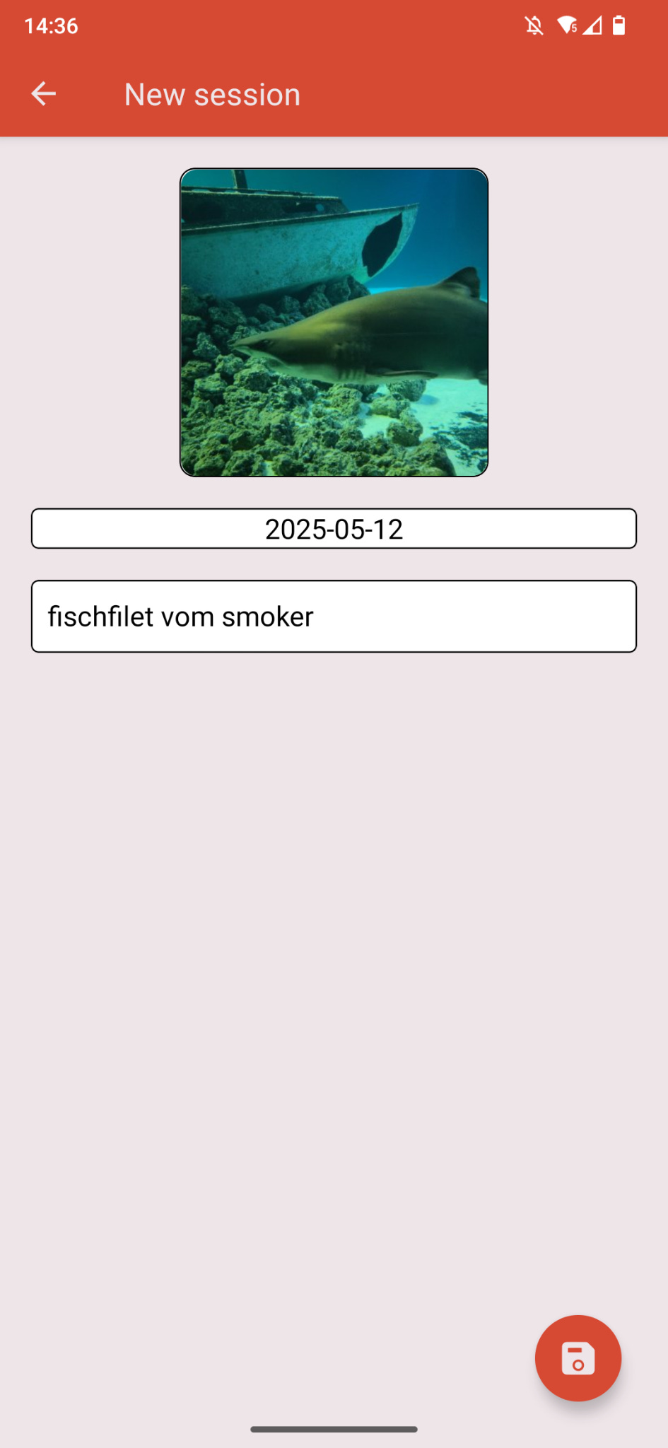 Early version of the second page of the app