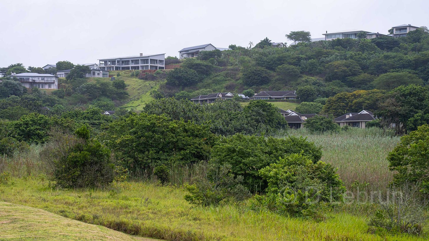 Die Gated Communities sind sehr teuer und der Oberschicht vorbehalten, Mtuzini, Südafrika, 2024 (Foto/Dorothee Lebrun). Die Gated Communities sind sehr teuer und der Oberschicht vorbehalten, Mtuzini, Südafrika, 2024 (Foto/Dorothee Lebrun).